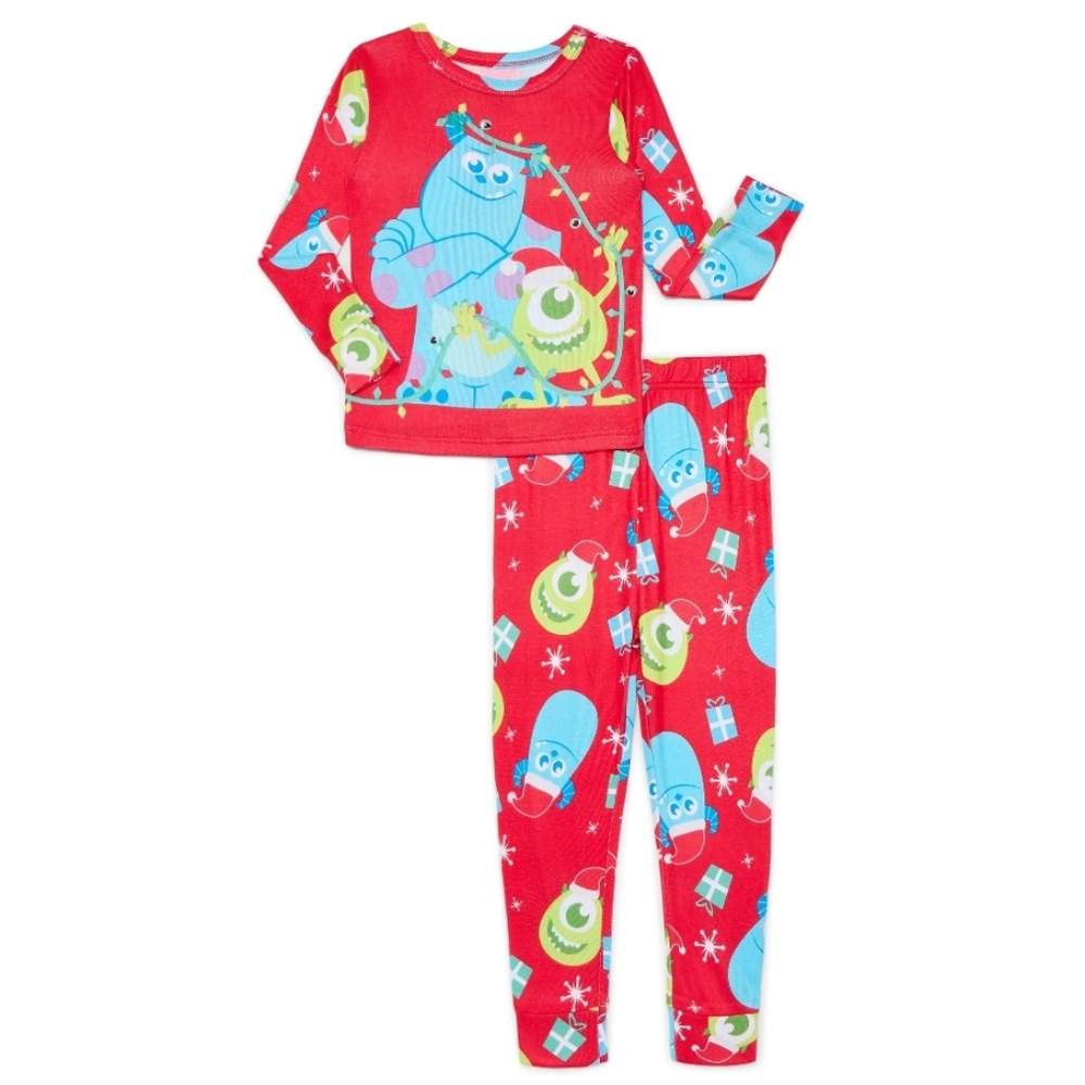Disney Pixar Monster's Inc. Mike and Sully Snug Fit Holiday Christmas Pajama Set